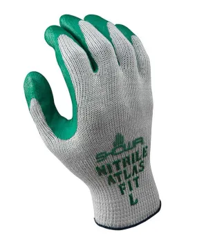 (12 Pairs) Showa's Best Atlas Fit 350 Green Nitrile Coated Palm Gloves