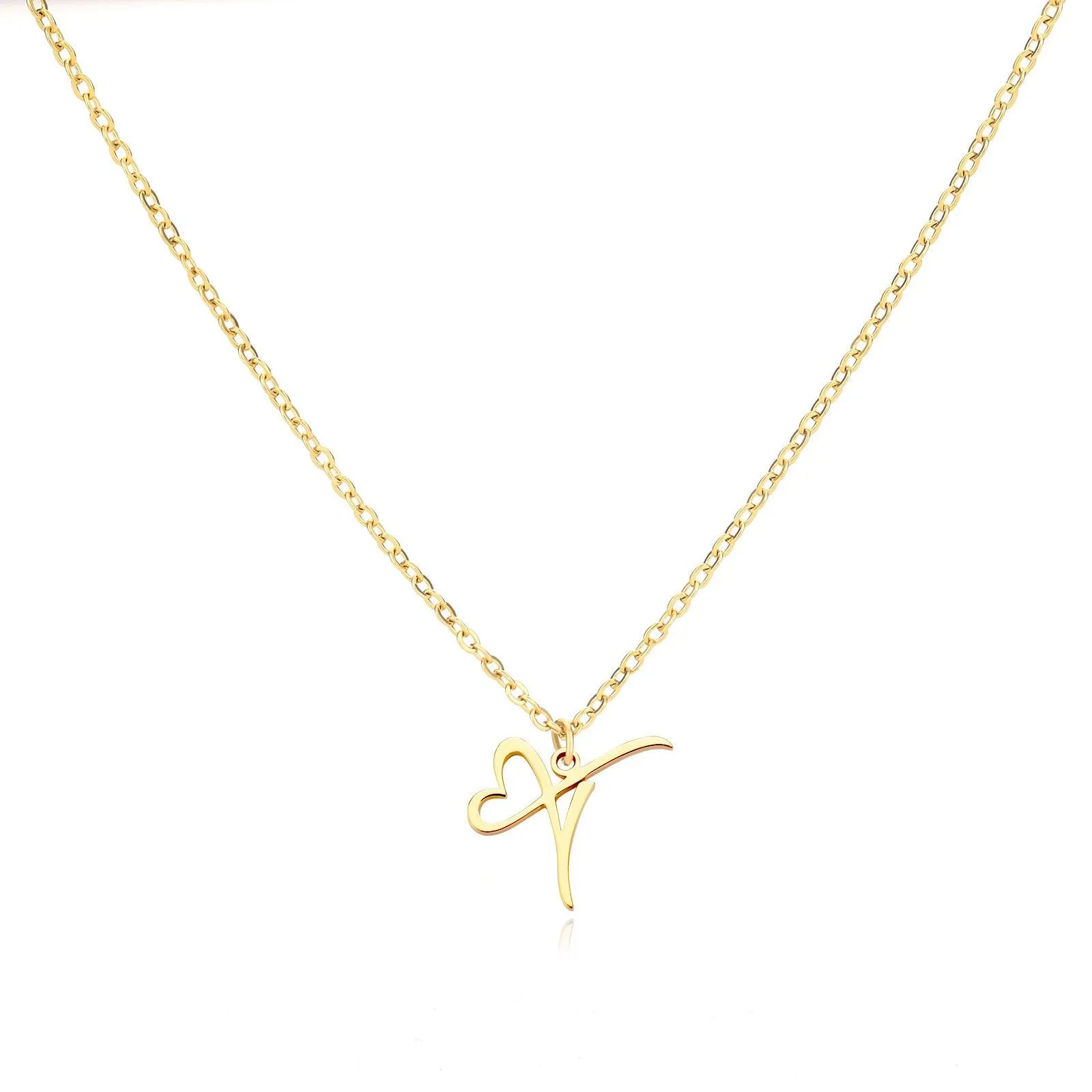 26 Letters Stainless Steel Necklace Female Creative Simple Love Letter Pendant Clavicle Chain