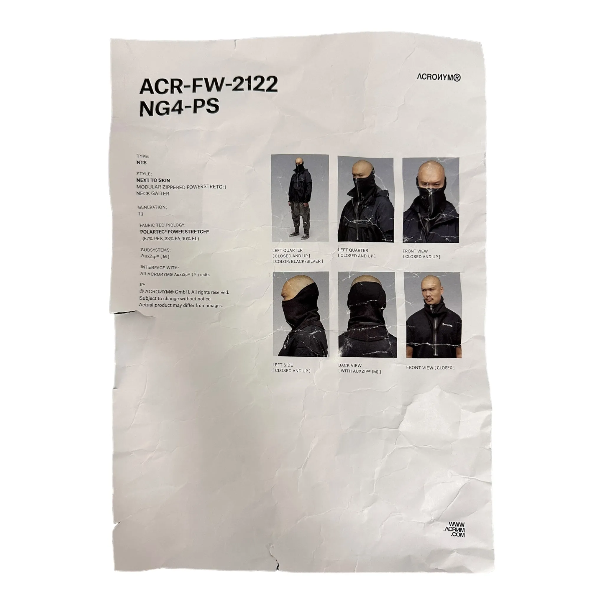 Acronym NG4-PS Neck Gaiter Black