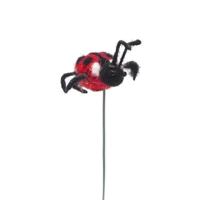 Amica Ladybird on a Wire Stick Decoration