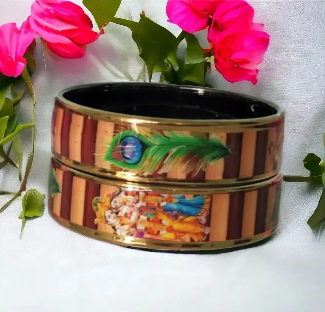 Bangles Fancy Shri Radha Krishna ji Kangan-Kada set in glass