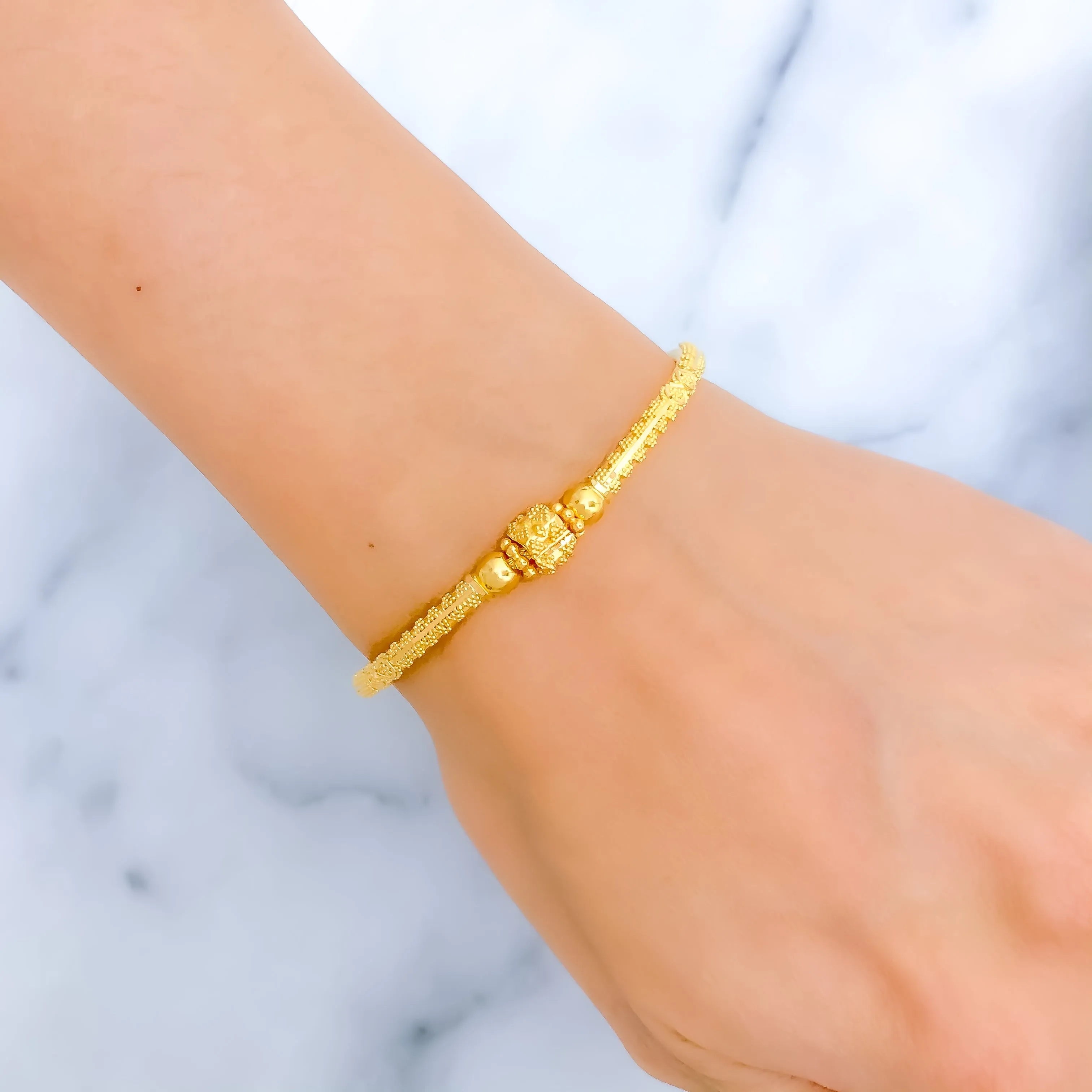 Beautiful Beaded 22k Gold Flexi Bangle Bracelet