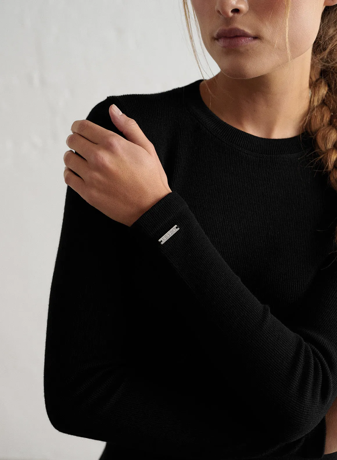 Black Ribbed Wool Long Sleeve