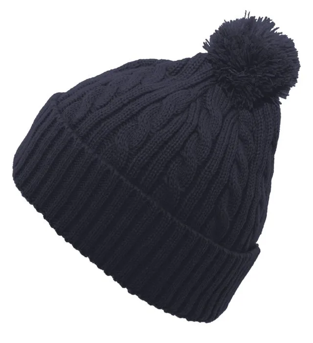 Chaos - CABLE KNIT POM-POM BEANIE with Chaos Softball Curved - Navy (643K)