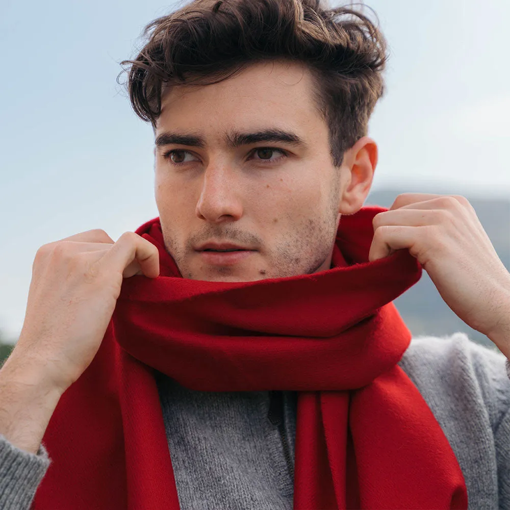 Cherry Red Merino Wool Scarf