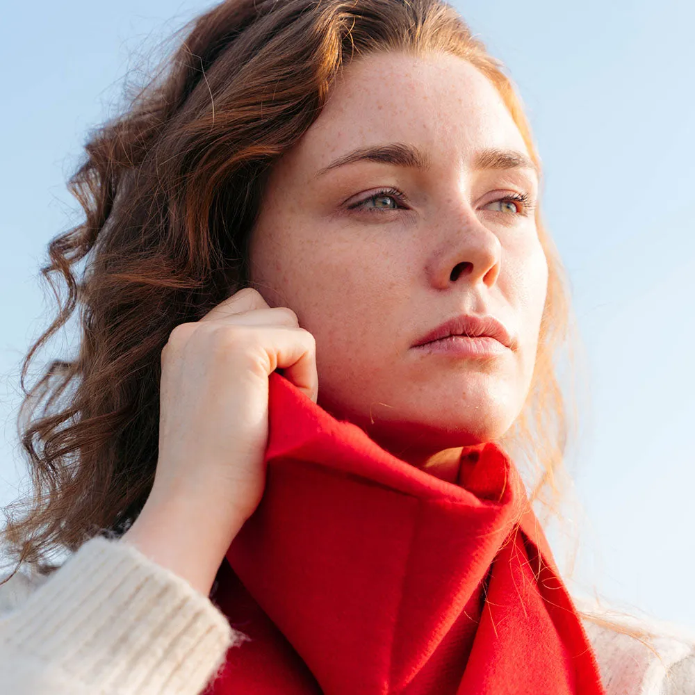 Cherry Red Merino Wool Scarf