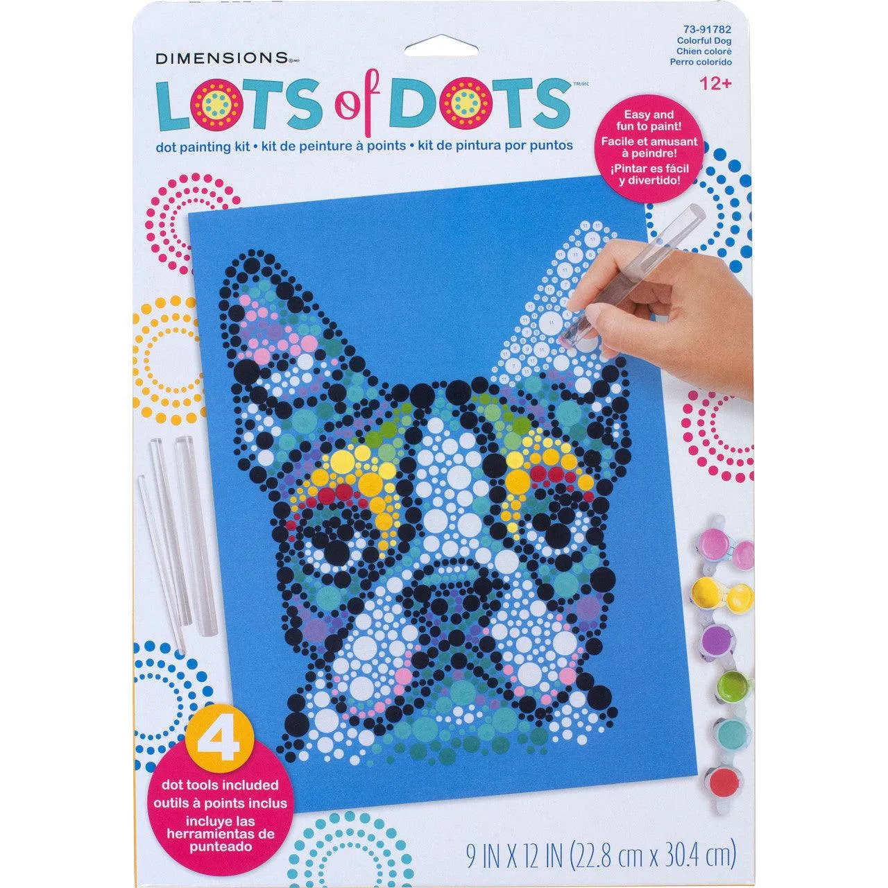 COLORFUL DOG DOTS 9x12, Paint by Number Kit, DIMENSIONS PAINTWORKS (73-91782)