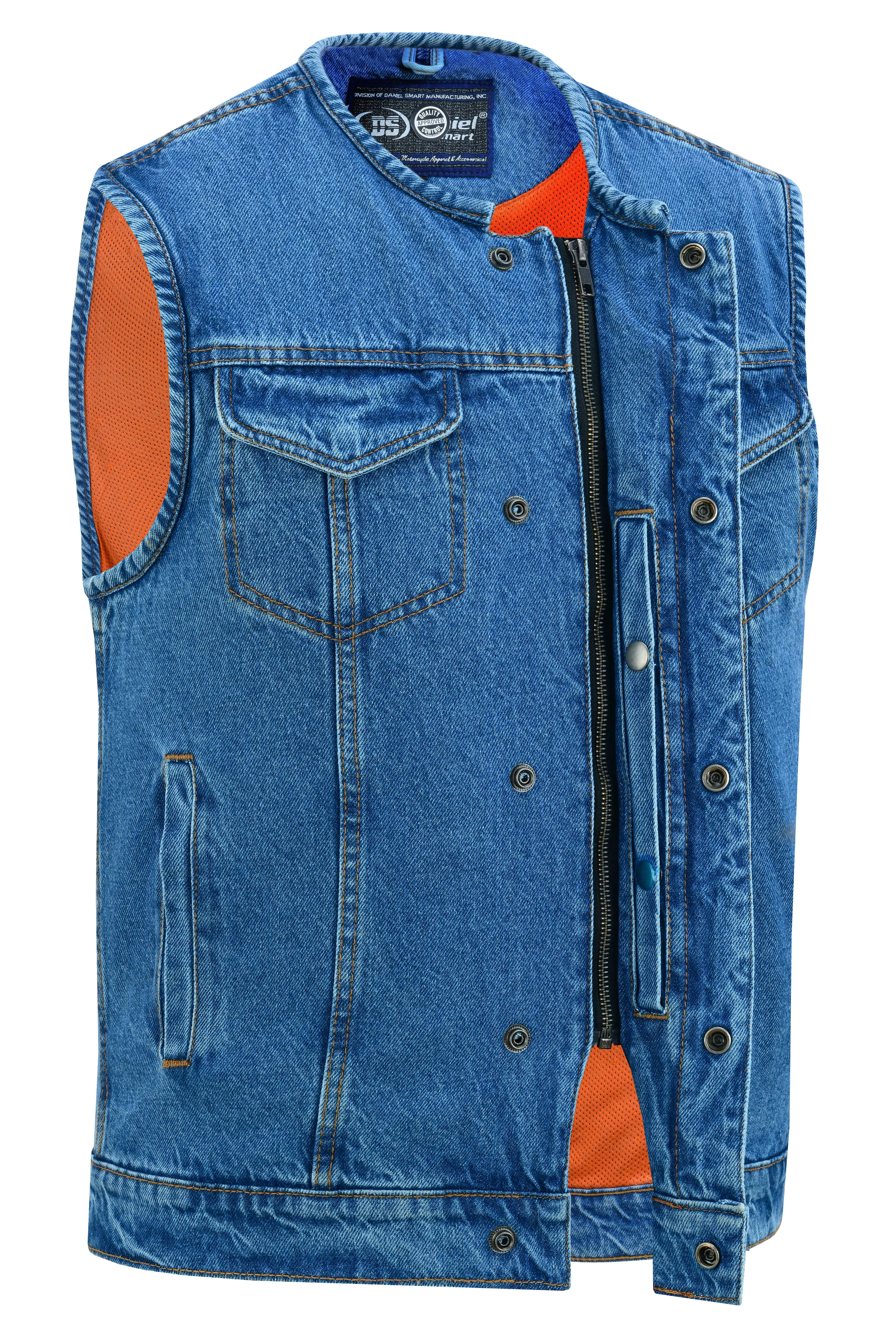 DM Concealed Snaps, Denim Material, Hidden Zipper, w/o Collar