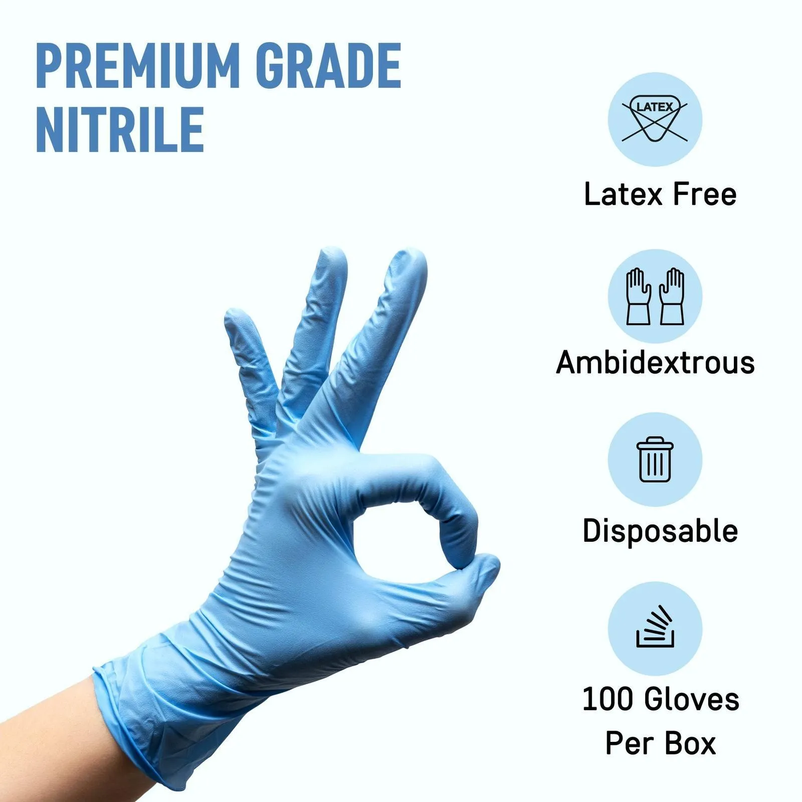 DRE Health Blue Nitrile Gloves - Powder Free