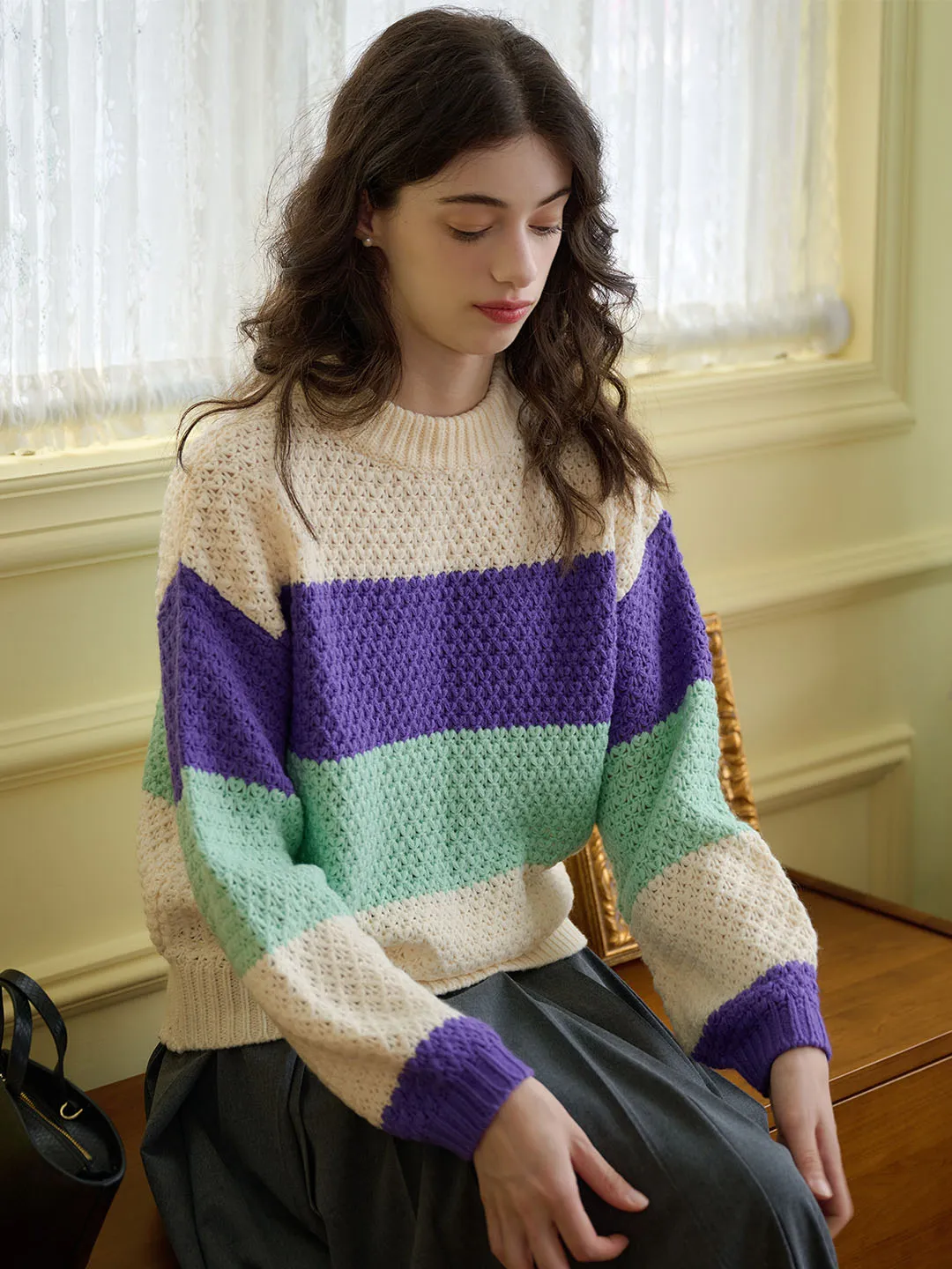 【Final Sale】Esther Color-Blocked Ribbed Cozy Sweater