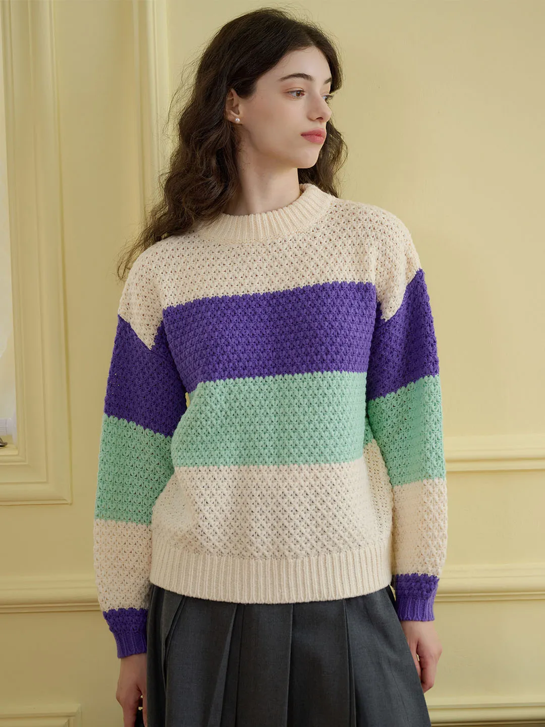 【Final Sale】Esther Color-Blocked Ribbed Cozy Sweater