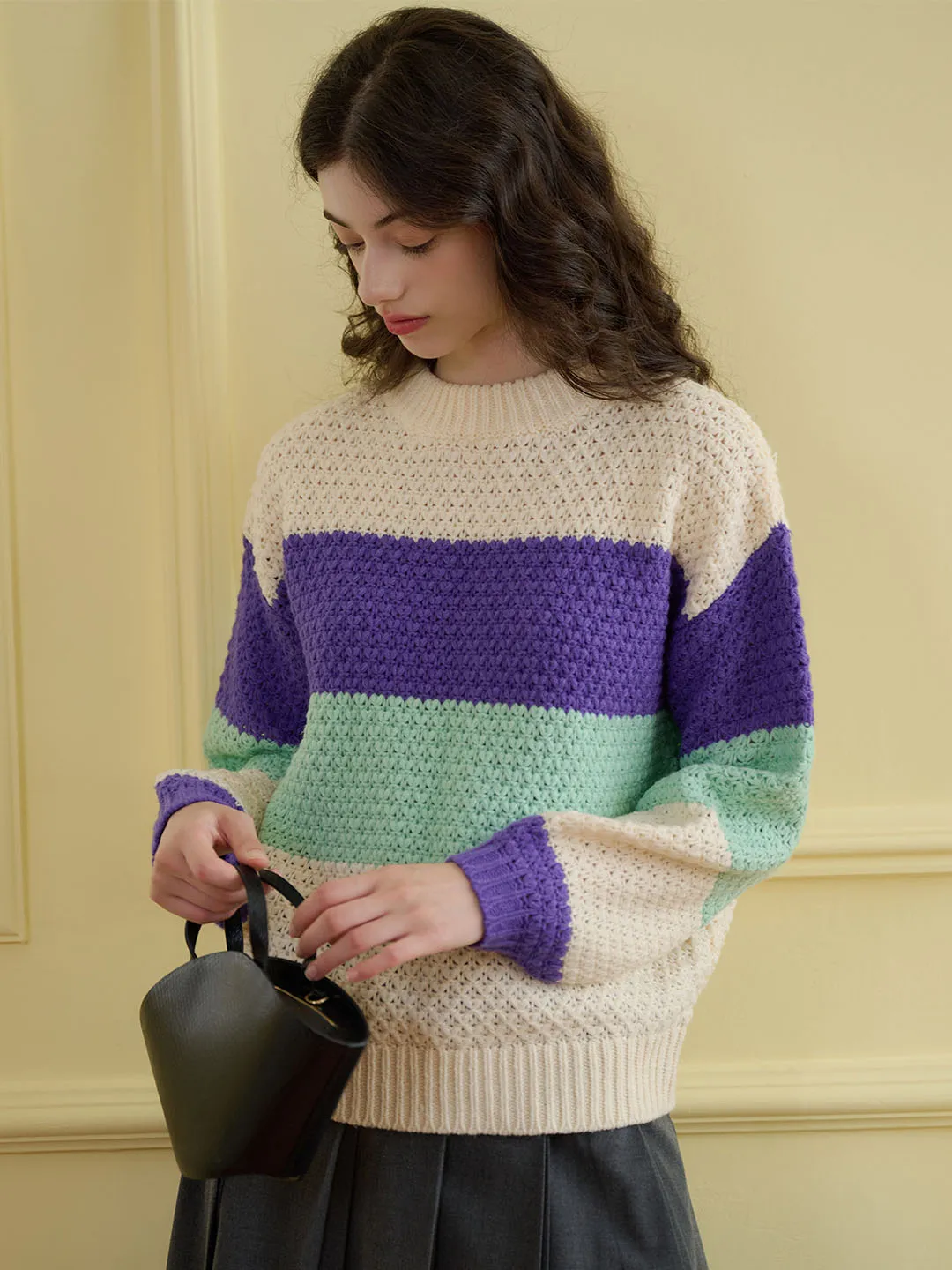 【Final Sale】Esther Color-Blocked Ribbed Cozy Sweater