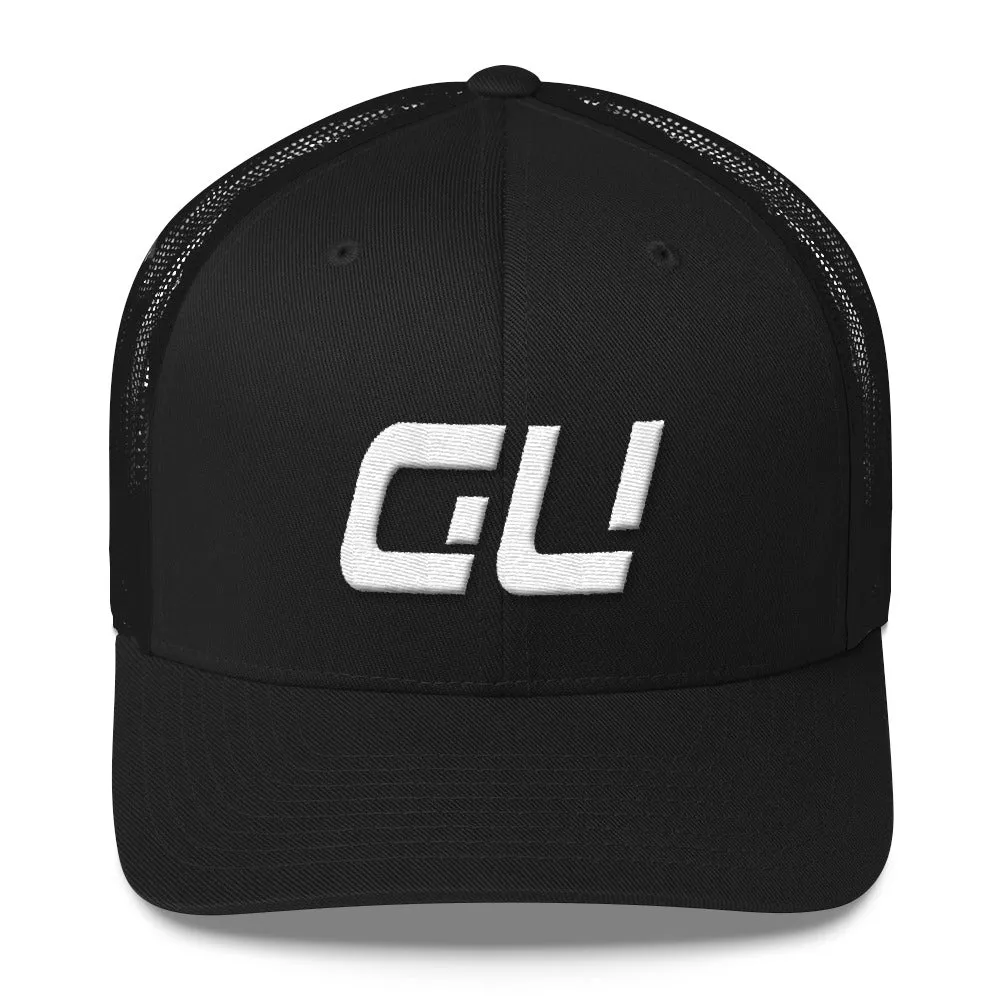 Guam - Mesh Back Trucker Cap - White Embroidery - GU - Many Hat Color Options Available