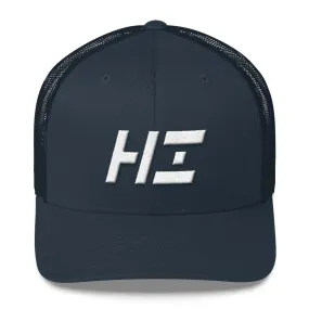 Hawaii - Mesh Back Trucker Cap - White Embroidery - HI - Many Hat Color Options Available