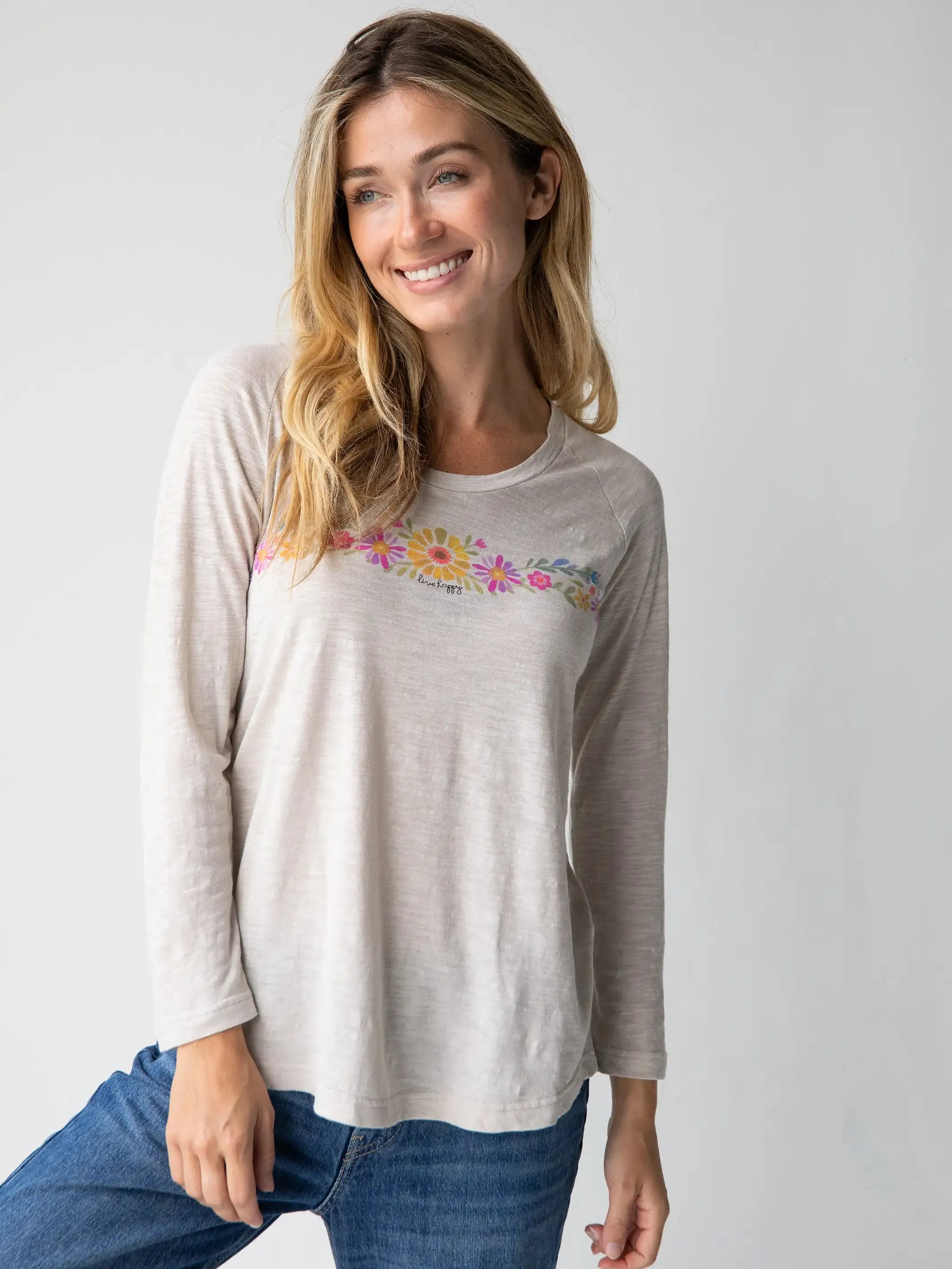 Long Sleeve Boho Cotton Tee Shirt - Moonstone Live Happy