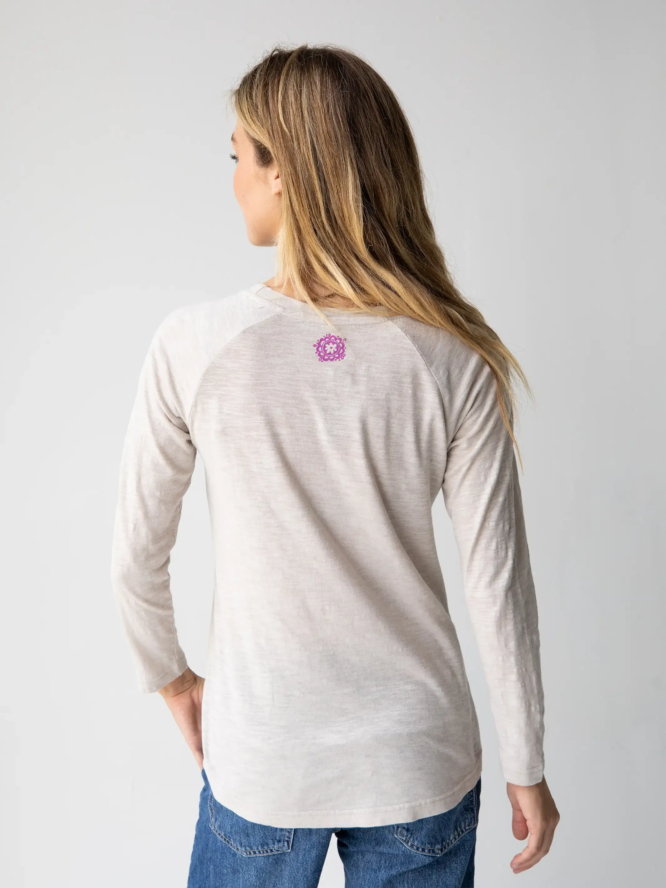 Long Sleeve Boho Cotton Tee Shirt - Moonstone Live Happy