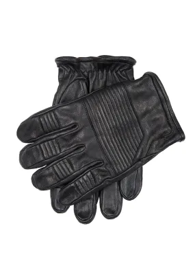 Men’s Touchscreen Water-Resistant Lined Goatskin Leather Gloves with Stitch Detail