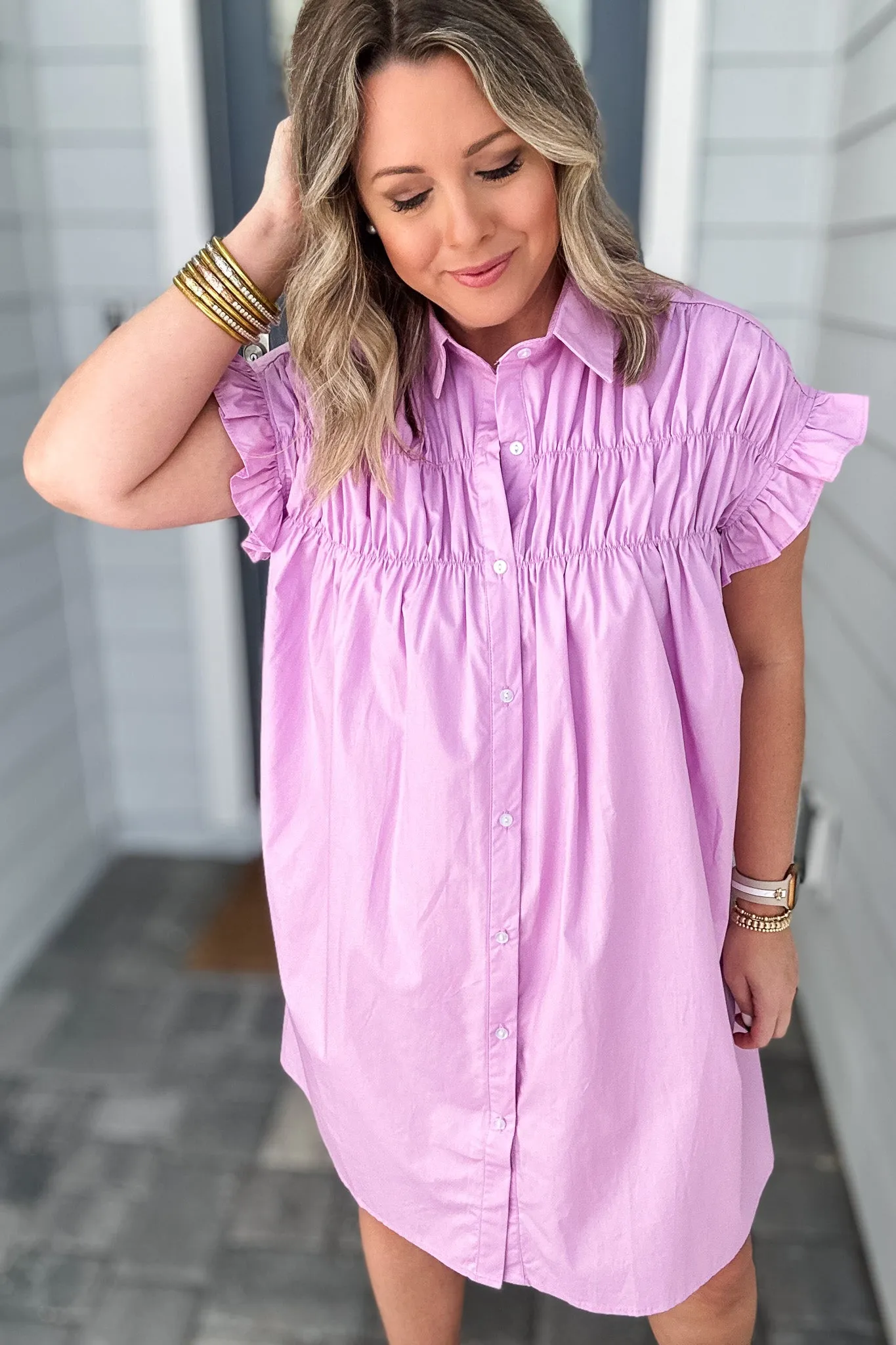 Molly Bracken: Ruched Dress - Lilac