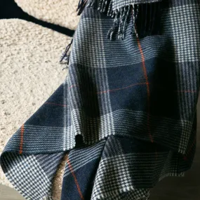 Navy Check Lambswool Blanket