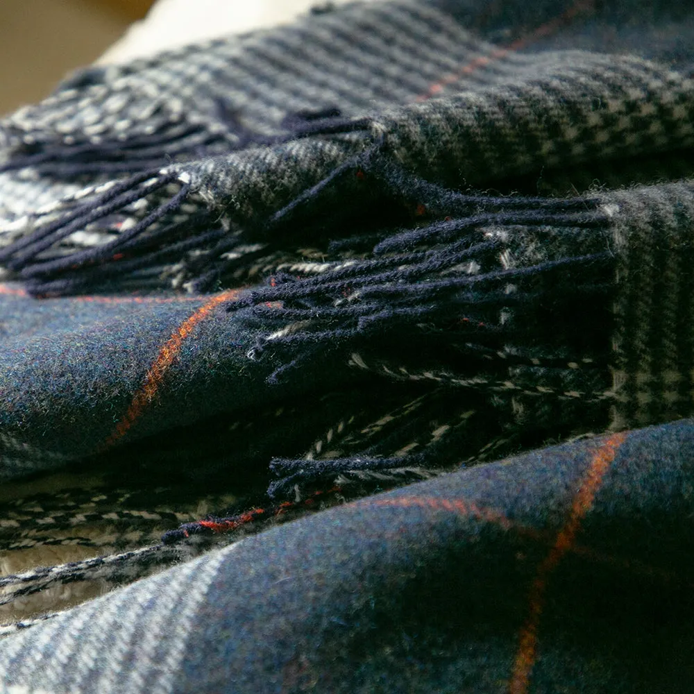 Navy Check Lambswool Blanket