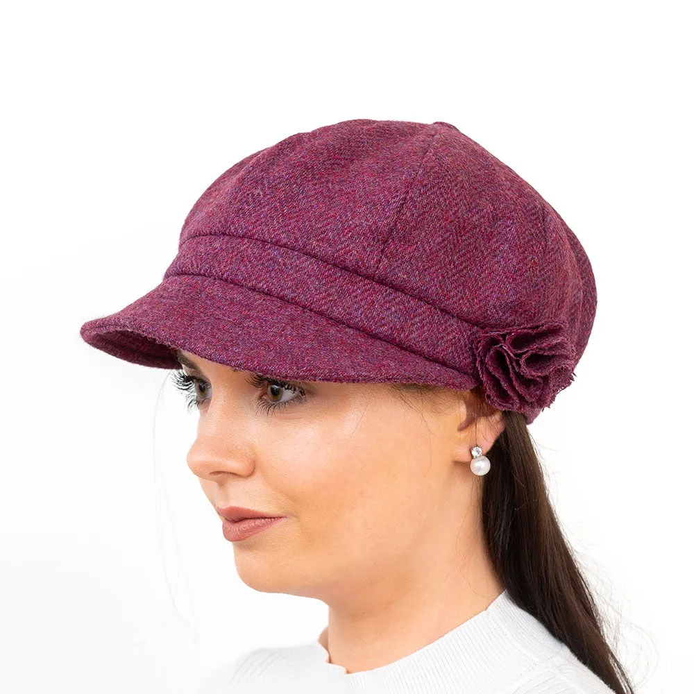 Newsboy Cap, Raspberry Herringbone