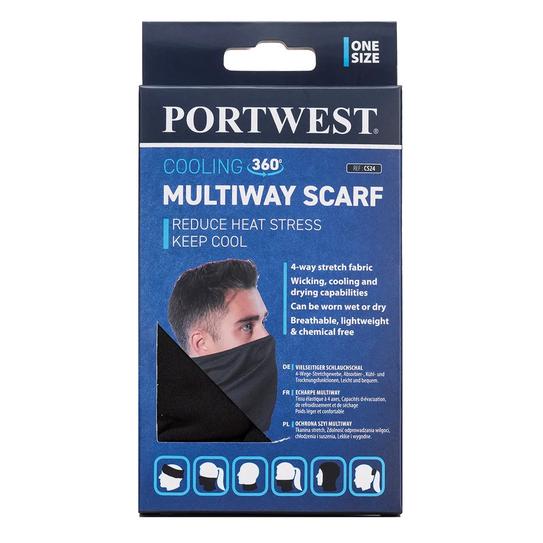 Portwest Black Cooling Multiway Scarf