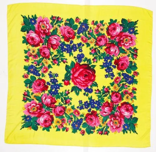 Small Non-Metallic Floral Dance Scarf, Yellow