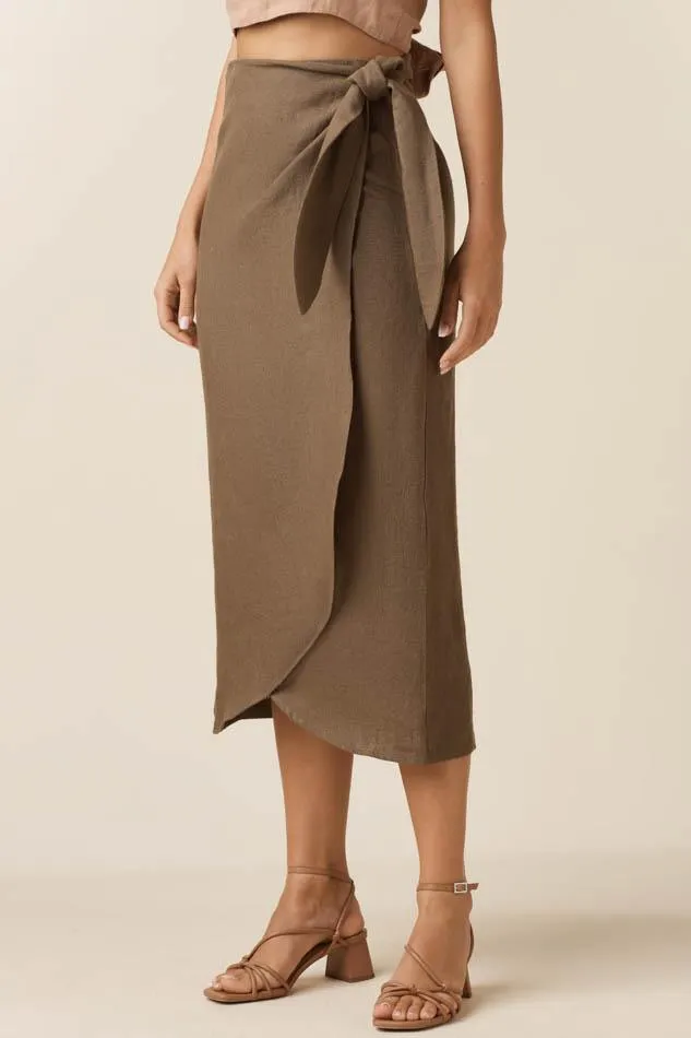 The Linen Wrap Midi Skirt