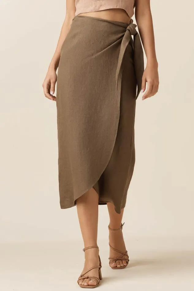 The Linen Wrap Midi Skirt