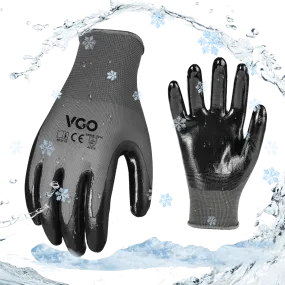 VGO 1/2Pairs Winter Gloves,Cold Weather Safety Work Gloves,Cold Storage or Freezer Use,Outdoor Heavy Duty,Double Lining,Nitrile Coated (NT2110FLWP-GRA)