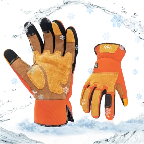 VGO 1Pair 0℃/32°F Winter Gardening Gloves Men,Safety Work Gloves,Puncture-proof,Thornproof,Touchscreen(SL7475FLWP-ORA)