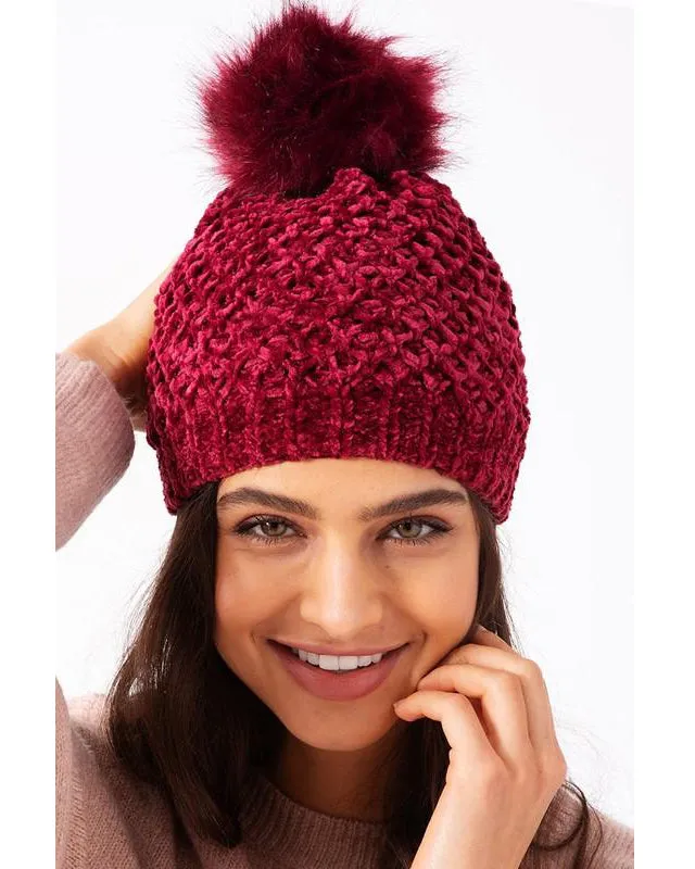 Winter Wonderland Pom-Pom Chenille Beanie