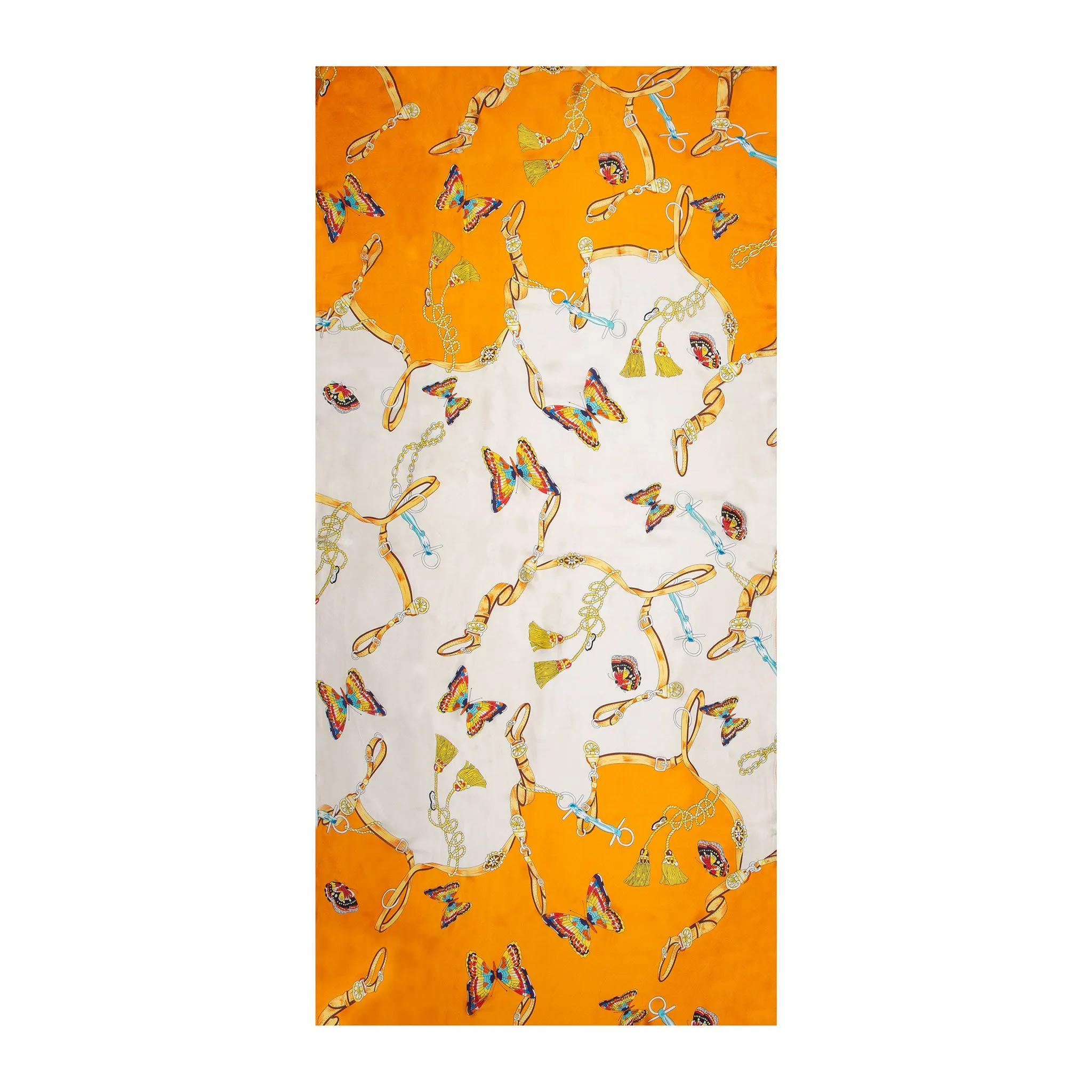 Women’s Butterflies and Buckles Print Silk-Like Lightweight Scarf