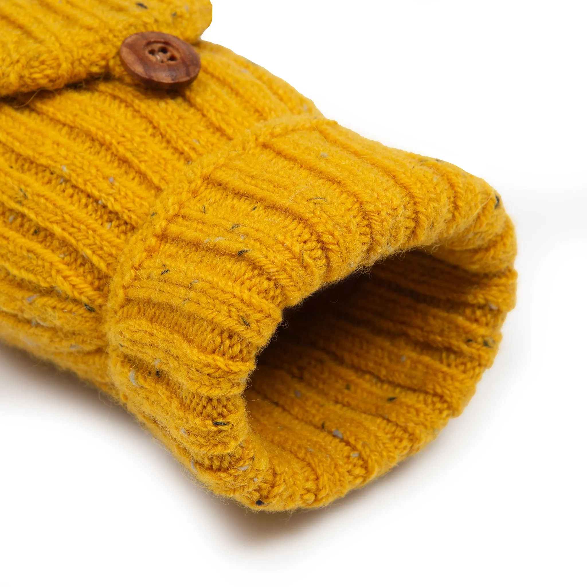 Women’s Ribbed Knit Fingerless Gloves with Mitten Flap