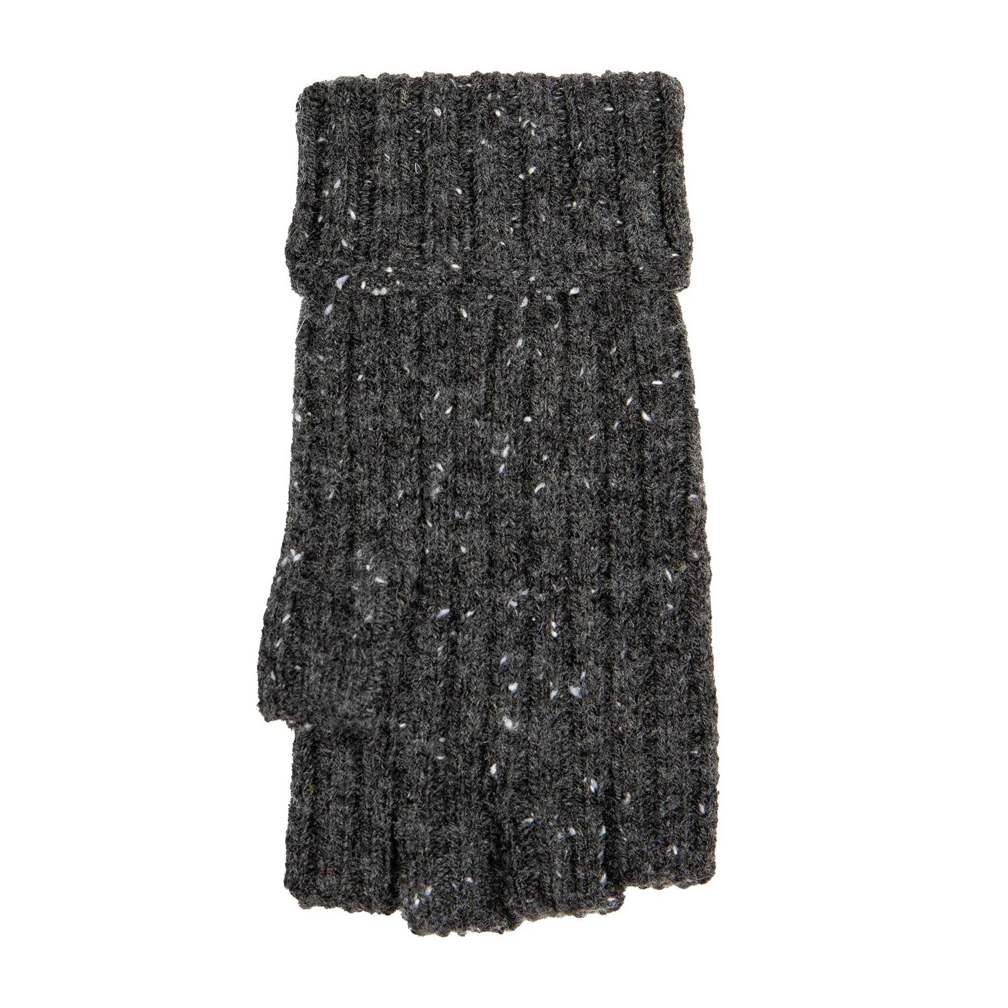 Women’s Ribbed Knit Fingerless Gloves with Mitten Flap