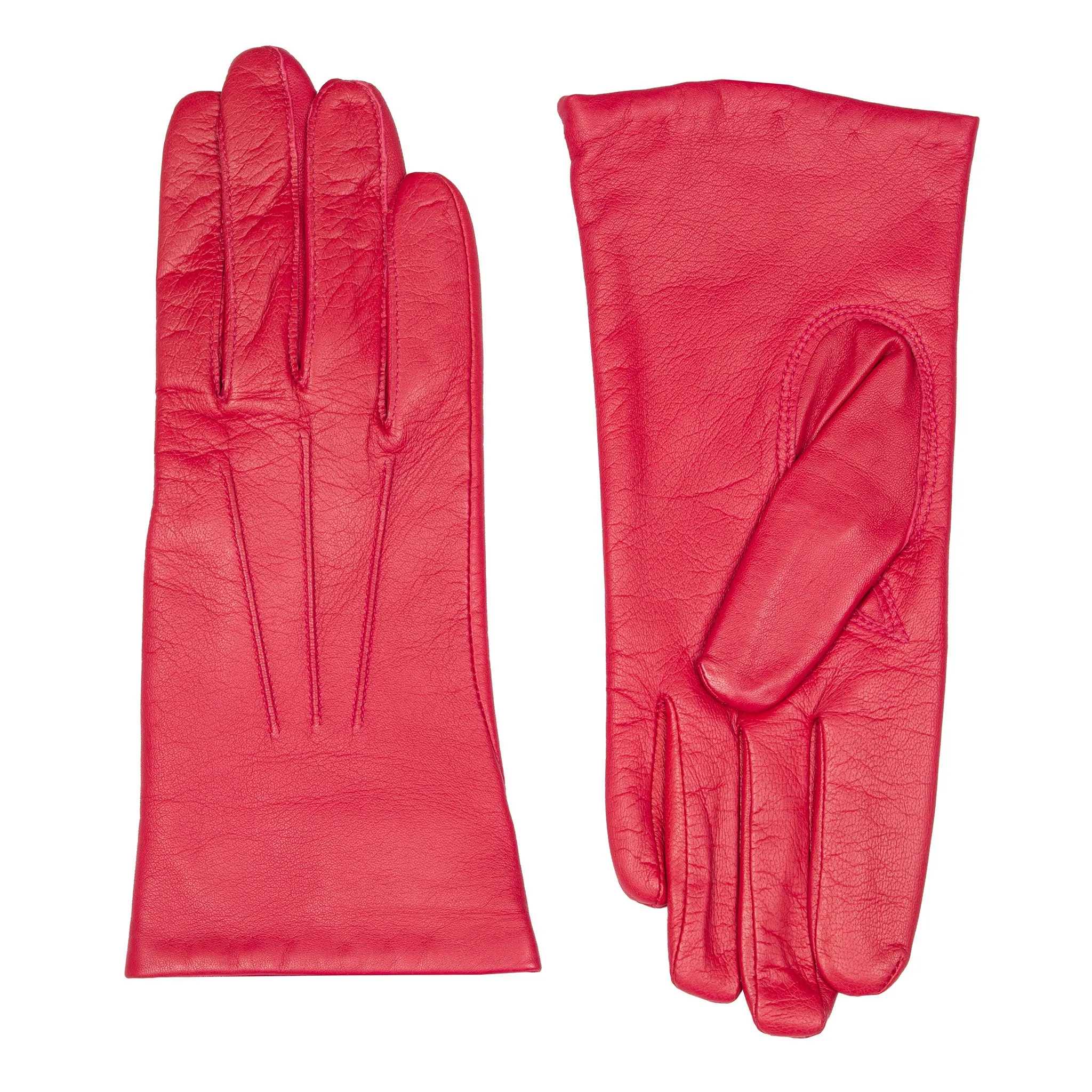 Women's Three-Point Lined Leather Gloves